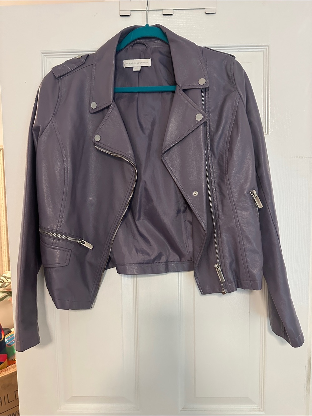 New York & Company Lavender Leather Moto Jacket